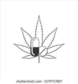 
Hemp. Medicine. Vector icon on a white background.