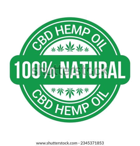 Hemp Oil Badge, Label, Emblem, Logo, CBD Oil Stamp, Cannabis Design Elements, Marijuana Logo, Natural Oil, 100 Percent Natural Oil Template, Health And Medical Elements Vector Illustration