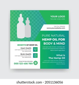 Hemp Oil and CBD Product Social Media Instagram Post or Square Web banner template Design