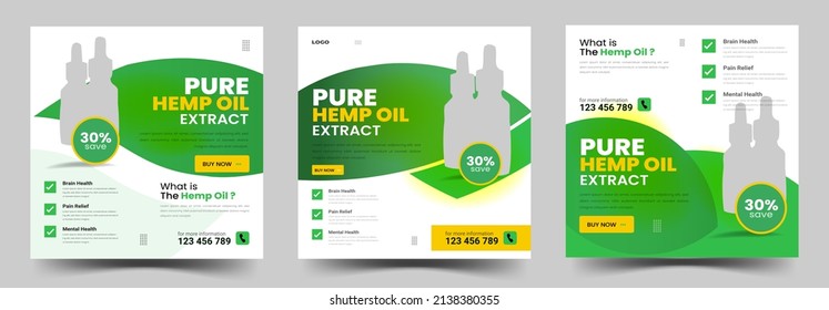 Hemp oil or CDB Product Sale Promotion Social Media Post Ads Banners