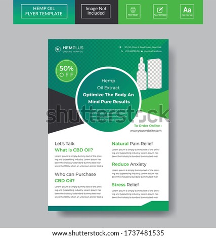 Hemp Oil Flyer Design Print Ready A4 Hemp, cannabis, medical product sale or promotion flyer  template
