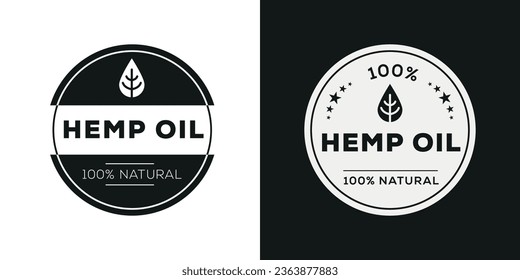 Etiqueta de aceite Hemp, ilustración vectorial.