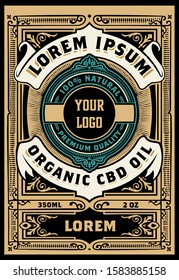 Hemp oil label. Vintage style. Vector layered