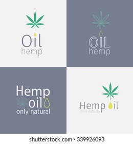 Hemp oil logo set