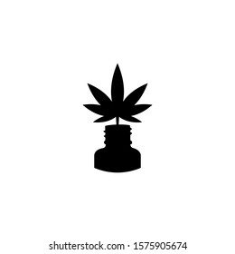 hemp oil logo vector template, bottle and cannabis leaf combination logo