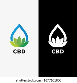 hemp oil logo vector template, cbd oil logo, cannabis leaf and water drop combination logo vector