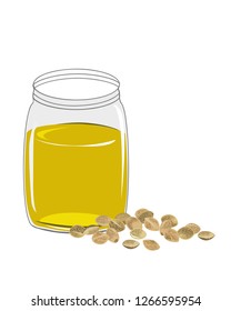 Hemp oil n a glass jar isolated on a white background. Vector