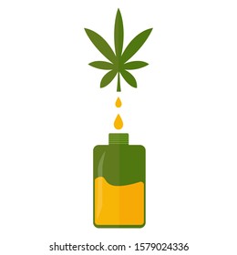 Hemp for oil production. Hemp oil. Vector. Flat style.