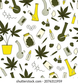 Weed Background Marijuana Seamless Vector Pattern Stock Vector (Royalty ...