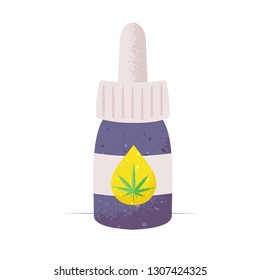 Hemp oil. Vector illustration with texture elements.