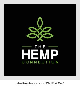 diseño minimalista del logo del vector del aceite de cáñamo.Arte lineal de la hoja de cáñamo de marihuana de cáñamo con para Cannabis