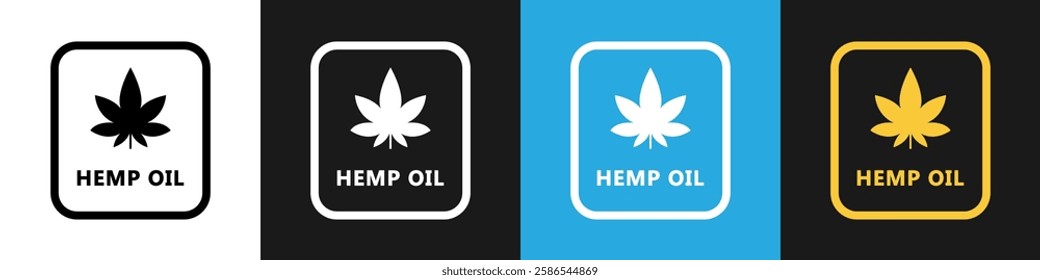 Hemp Oil vector signs on different backgrounds.