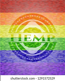 Hemp on mosaic background with the colors of the LGBT flag