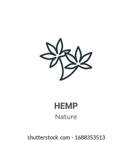 Icono de vector de contorno Hemp. Icono de cáñamo negro de línea delgada, ilustración de elemento simple vector plano del concepto de naturaleza editable trazo aislado sobre fondo blanco