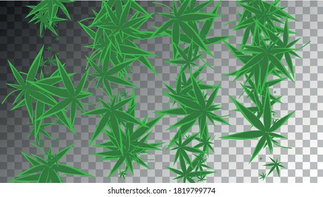Hemp Pattern. Hemp Grass Concept. Green Agriculture Silhouette.  Abstract  Organic Pattern. Transparent Hashish Collection.  Hemp Pattern. Yellow Agronomy Illustration. 