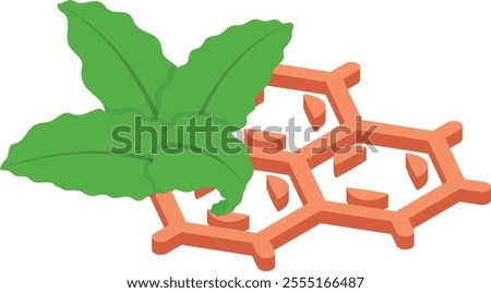 hemp plant science isometric concept, chemistry and substances vector icon design, Cannabis and marijuana symbol, thca and cbda sign, recreational herbal drug stock illustration