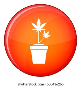 Hemp in pot icon in red circle isolated on white background vector illustration