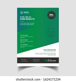 Hemp Product Flyer Template, Cannabis Product Sale Or Promotion Flyer Design Or Leaflet, Poster, Cover Template