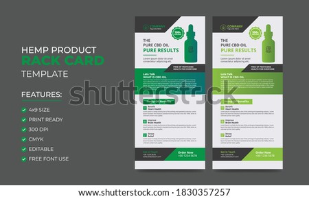 Hemp product rack card or dl flyer template. Cannabis sativa product sale rack card.  cbd dl flyer.