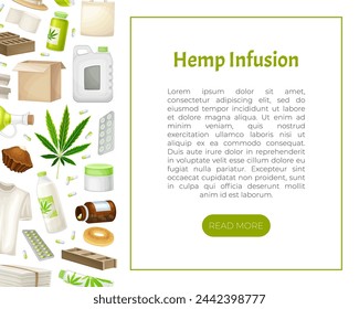 Hemp Production and Object Banner Design Vector Template