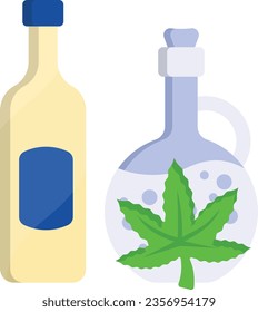 Hemp Raw Tincture Jar with Hash Water concept, cook and bake with CBD vector color icon design, Cannabis and marijuana symbol, thca and cbda sign, recreational herbal drug stock illustration