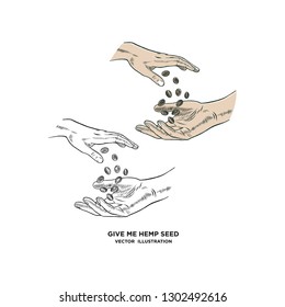 Hemp Seed Giving Vector Illustration for Logo Template