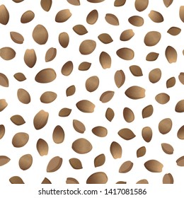 Hemp seeds seamless pattern, healthy seeds isolated on white background. Vector illustration