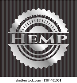 Hemp silvery emblem. Vector Illustration. Mosaic.
