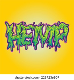 Hemp typeface word with melted letter illustrations vector for your work logo, merchandise t-shirt, stickers and label designs, poster, greeting cards advertising business company or brands
 