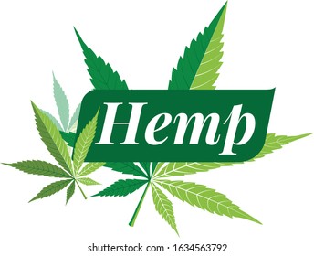 Hemp vector label, label for design, sticker