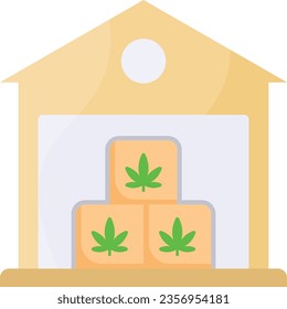 Hemp or Weed Barn concept, Hash Manufacturers and Suppliers vector color icon design, Cannabis and marijuana symbol, thca and cbda sign, recreational herbal drug stock illustration