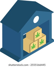 Hemp or Weed Barn isometric concept, Hash Manufacturers and Suppliers vector icon design, Cannabis and marijuana symbol, thca and cbda sign, recreational herbal drug stock illustration