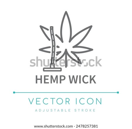 Hemp Wick Candle Vector Line Icon, Candle Wick Type Symbol, Candle Making Vector Line Icon