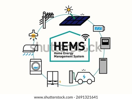 HEMS Smart House | Illustration and vector of a house with power visualization