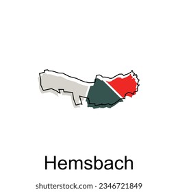 Hemsbach City Map illustration. Simplified map of Germany Country vector design template