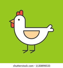 hen, animal icon set, filled outline design