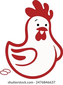 Hen animal Rooster Logo Vector Design Illustration