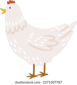 Hen animal vector, Abstract baby chicken vector, farm baby animal, cute animal isolated, adorable hen for print, vector illustration