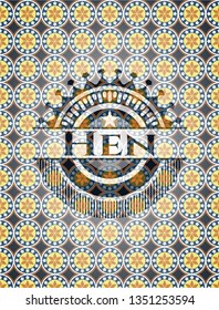 Hen arabesque emblem. arabic decoration.