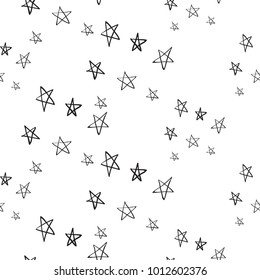 Hen bachelorette party vector seamless pattern with little white stars. Black card simple star illustration on white background in hand drawn hipster style.