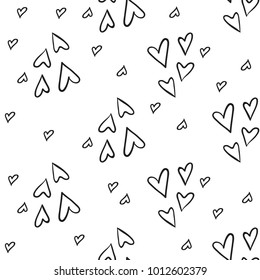 Hen bachelorette party vector seamless pattern with white hearts. Black card simple logo illustration on white background in hand drawn hipster style.