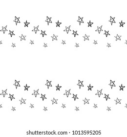 Hen bachelorette party vector seamless pattern with different stars. Black card simple star illustration on white background in hand drawn hipster style.