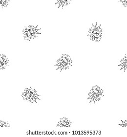 Hen bachelorette party vector seamless pattern with brides crew logo. Black card simple illustration on white background in hand drawn hipster style.
