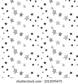 Hen bachelorette party vector seamless pattern with different stars. Black card simple star illustration on white background in hand drawn hipster style.