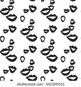 Hen bachelorette party vector seamless pattern with woman smiles. Black card simple logo illustration on white background in hand drawn hipster style.