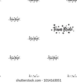 Hen bachelorette party vector seamless pattern with team bride and stars. Black card simple logo illustration on white background in hand drawn hipster style.