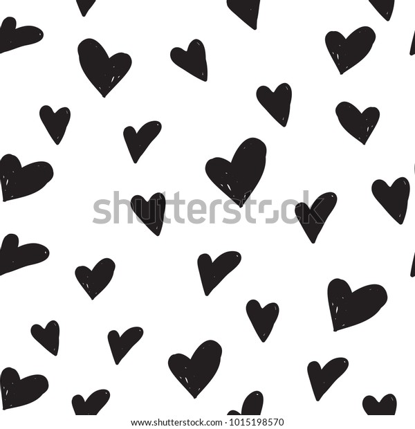 鶏の独身パーティーのベクター画像と黒いハートのシームレスなパターン 白い背景に黒いカードの簡単なハート イラスト 手描きのヒップスターグランジスタイル のベクター画像素材 ロイヤリティフリー