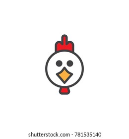 Hen bird head filled outline icon, line vector sign, linear colorful pictogram isolated on white. Symbol, logo illustration. Pixel perfect vector graphics