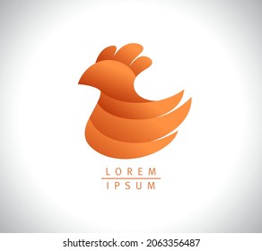 Hen bird logotype or emblem vector mockup, flat style