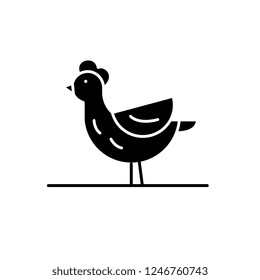 Hen black icon, vector sign on isolated background. Hen concept symbol, illustration 
